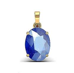 TONGARI Ratti Blue Sapphire Medaillon (Nilam-/Neelam-Stein) Rashi Ratan Panchdhatu vergoldeter Anhänger zertifizierter Edelstein für Männer und Frauen, verstellbar, Kristall, blauer Saphir, von Tongari