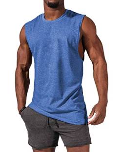 Tank Top Herren, Ärmelloses Muskelshirts Gym Sport Unterhemd Männer T Shirt Herren Fitness Trägershirts Tee Top für Men Blau S von Tongmingyun