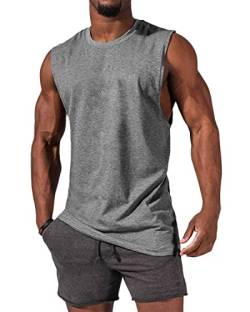 Tank Top Herren, Ärmelloses Muskelshirts Gym Sport Unterhemd Männer T Shirt Herren Fitness Trägershirts Tee Top für Men Grau 2XL von Tongmingyun