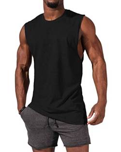 Tank Top Herren, Ärmelloses Muskelshirts Gym Sport Unterhemd Männer T Shirt Herren Fitness Trägershirts Tee Top für Men Schwarz 2XL von Tongmingyun