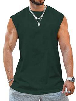 Tank Top Herren Ärmelloser Muskelshirt Workout Sport Fitness T Shirts Männer Gym Tops Trägershirts Tee Top für Men Armee grün XL von Tongmingyun