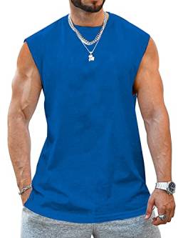 Tank Top Herren Ärmelloser Muskelshirt Workout Sport Fitness T Shirts Männer Gym Tops Trägershirts Tee Top für Men Blau S von Tongmingyun