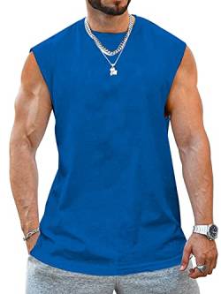 Tank Top Herren Ärmelloser Muskelshirt Workout Sport Fitness T Shirts Männer Gym Tops Trägershirts Tee Top für Men Blau XL von Tongmingyun