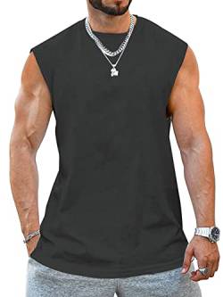 Tank Top Herren Ärmelloser Muskelshirt Workout Sport Fitness T Shirts Männer Gym Tops Trägershirts Tee Top für Men Dunkelgrau 2XL von Tongmingyun