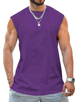 Tank Top Herren Ärmelloser Muskelshirt Workout Sport Fitness T Shirts Männer Gym Tops Trägershirts Tee Top für Men Lila S von Tongmingyun