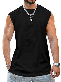 Tank Top Herren Ärmelloser Muskelshirt Workout Sport Fitness T Shirts Männer Gym Tops Trägershirts Tee Top für Men Schwarz S von Tongmingyun