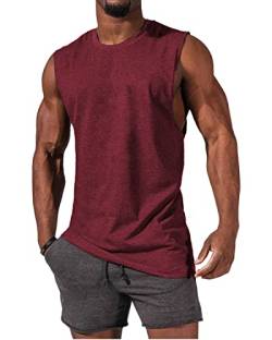 Tank Top Herren Ärmelloses Muskelshirts Gym Sport Unterhemd Männer T Shirt Herren Fitness Trägershirts Tee Top für Men Burgundisch 3XL von Tongmingyun