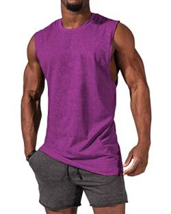 Tank Top Herren Ärmelloses Muskelshirts Gym Sport Unterhemd Männer T Shirt Herren Fitness Trägershirts Tee Top für Men Lila 2XL von Tongmingyun