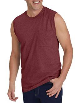 Tank Top Herren Gym Sommer Ärmelloses Sport Muskelshirts Workout Unterhemd Männer Funktionsshirt T Shirt Fitness Trägershirts Tee für Men mit Brusttasche Burgunderrot 2XL von Tongmingyun