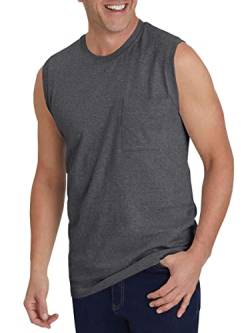 Tank Top Herren Gym Sommer Ärmelloses Sport Muskelshirts Workout Unterhemd Männer Funktionsshirt T Shirt Fitness Trägershirts Tee für Men mit Brusttasche Dunkelgrau 2XL von Tongmingyun