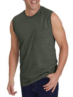 Tank Top Herren Gym Sommer Ärmelloses Sport Muskelshirts Workout Unterhemd Männer Funktionsshirt T Shirt Fitness Trägershirts Tee für Men mit Brusttasche Grün 2XL von Tongmingyun