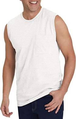 Tank Top Herren Gym Sommer Ärmelloses Sport Muskelshirts Workout Unterhemd Männer Funktionsshirt T Shirt Fitness Trägershirts Tee für Men mit Brusttasche Weiß 3XL von Tongmingyun