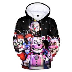 FNAF Hoodie 3D gedruckt Five Nights Game Print Pullover Sweatshirt mit Taschen Casual Fashion Langarm Kapuzenoberteile für Teenager Erwachsene, Typ B, S von Tongyundacheng