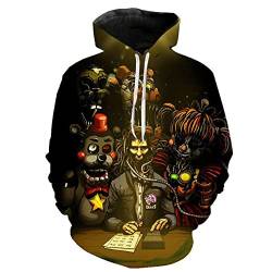 FNAF Kinder Erwachsenen-Hoodie 3D-gedruckter Nightmare Foxy Bonnie Fazbear Pullover Sweatshirt Five Nights Comic Print Drawstring Hoodies von Tongyundacheng