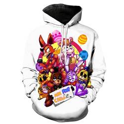 FNAF Kinder Erwachsenen-Hoodie 3D-gedruckter Nightmare Foxy Bonnie Fazbear Pullover Sweatshirt Five Nights Comic Print Drawstring Hoodies von Tongyundacheng
