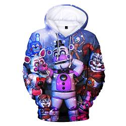 Five Nights at Freddy's Hoodie 3D Gedruckt FNAF Muster Print Pullover Sweatshirt mit Taschen Casual Mode Langarm Kapuzenoberteile für Teenager Erwachsene, Typ A, L von Tongyundacheng