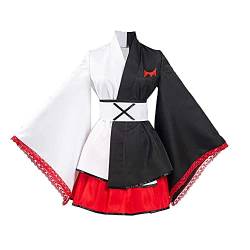 Frauen Monokuma Cosplay Anime Kimono Kleid Schwarz Weiß Bär Cosplay Kostüm Full Set für Halloween Karneval, Monokuma, XL von Tongyundacheng