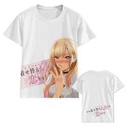 My Dress-Up Darling T Shirt Unisex Casual Rundhals Kurzarm Tee Tops Kitagawa Marin Cosplay Anime Printing T-Shirt Streetwear, Typ 2, 5X-Large von Tongyundacheng