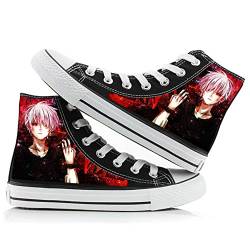 Tokyo Ghoul Unisex Canvas Schuhe Klassische High-Top Sneakers Anime Printed Schnürschuhe rutschfeste Casual Flats Outdoor Sneaker, Typ 3, 42 1/3 EU von Tongyundacheng