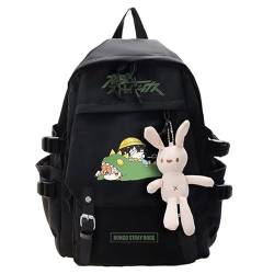 Tongyundacheng Anime Rucksack Bungo Stray Hunde Schüler Schultasche Dazai Osamu Nakahara Chuuya Druck Cartoon Reise Tagesrucksack mit Anhänger für Jungen Mädchen von Tongyundacheng