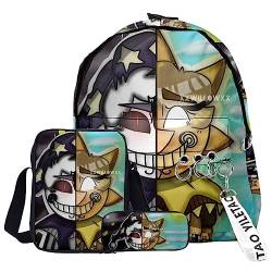 Tongyundacheng FNAF Rucksack 3 Stück Set Sonne und Mond 3D Gedruckt Cartoon Schultasche Umhängetasche Federmäppchen Set Mode Daypack für Jungen Mädchen, Typ 17, 40x29x12cm(backpack) von Tongyundacheng