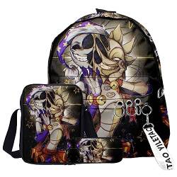 Tongyundacheng FNAF Rucksack 3 Stück Set Sonne und Mond 3D Gedruckt Cartoon Schultasche Umhängetasche Federmäppchen Set Mode Daypack für Jungen Mädchen, Typ 7, 40x29x12cm(backpack) von Tongyundacheng