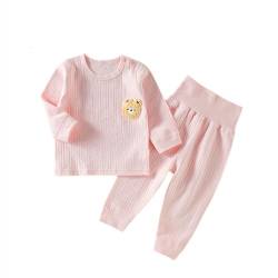 Tonone Baby Kinder Schlafanzüge Jungen Mädchen Pyjamas Set Langarm Nachtwäsche （Rosa,90 Yards） von Tonone
