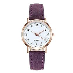 Damen Armbanduhren Damen-Leuchtuhr mit Gürtelwaage, gepunktete kleine Uhr, Sternuhr, mattierter Punkt, mit römischer Damenuhr, Digitalwaage Armbanduhr Breit Herren Katze (a-Purple, One Size) von Tonsee Accessoire