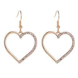 Damen-Edelstahl-Ohrringe mit Zirkonia Damenmode Liebe Ohrringe Langkettige Anhänger Ohrringe Dame Schmuck Temperament Mit Metall Ohrringe Kalter Wind Kreative Liebe Ohrringe Gravur (4-Gold, One Size) von Tonsee Accessoire