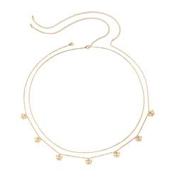 Damen Körperketten Sexy Layered Kleiner Schmetterling Fransen Doppelte Taillenkette Taillenkette Körperschmuck Für Damen Accessoires Haifischzahn Halskette (Gold, One Size) von Tonsee Accessoire