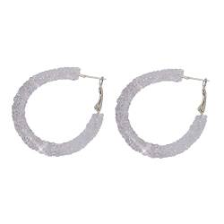 Damen-Ohrringe Ohrstecker Herz Bohemian Shiny Glitter Pailletten Creolen Wrapped Gold Plated Circle Statement Strass Dangle Drop Ohrringe für Frauen Mädchen Blumenohrringe Für (a-White, One Size) von Tonsee Accessoire