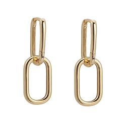 Damen geometrische ovale Ohrringe einfache Metallart abnehmbare Ohrringe Brautschmuck Geschenk minimalistischer Schmuck Silber ineinandergreifender Kreis baumeln ovale Creolen für (Gold, One Size) von Tonsee Accessoire