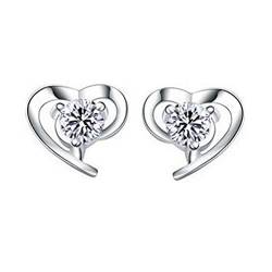 Edelstahl Ohrringe Ohrringe für Frauen Silber versilbert Herzförmige Ohrstecker Ohrstecker Temperament Licht Luxus Creolen Schmuck für Frauen und Mädchen Ohrringe Modern Damen (Silver-b, One Size) von Tonsee Accessoire