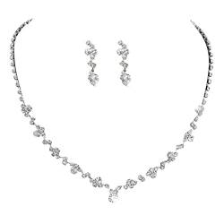 Halskette Sommer Strass Ohrringe Strass Halskette für Frauen Mädchen Strass Quaste Ohrringe Halskette für Frauen Mädchen Piercing Ohrstecker für Frauen Schmuck Katze (Silver-B, One Size) von Tonsee Accessoire