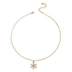 Kette Damen Herz Halskette Weihnachten Schneeflocke Halskette Anhänger Edelstahl Zirkonia Schlüsselbein Kette Halskette Freundin Geschenke für Mama Halskette Männer Edelstahl (A-d, One Size) von Tonsee Accessoire