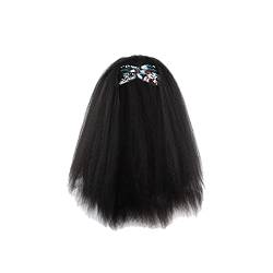 Kostüm Halloween Perücke lang gerade Stirnbandperücke Damen gerade für schwarz mit schwarzer Stirnbandperücke Perücke Echthaar Bob Rot (F, One Size) von Tonsee Accessoire