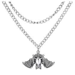 Mehrschichtige Halloween-Fledermaus-Halskette für Mädchen, Frauen, Freunde, Distanz, Geburtstagsgeschenke Halskette Hand Der (Silver #3, One Size) von Tonsee Accessoire