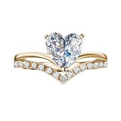 Ringe 50 cm Verlobungsring Prinzessin personalisierte Herzförmige Zirkonische Diamantringe für Frauen Lampen-Ringe (Gold, 10) von Tonsee Accessoire