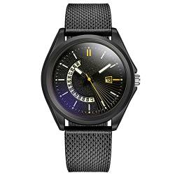 Tonsee Accessoire Armbanduhren Für Herren Schwarz Herren Uhren lässige Meshgürtel Angleichung Quarzuhr für Männer Business Datum Freizeituhr Intelligente Kinderuhr Der Jungen (A-Yellow, One Size) von Tonsee Accessoire