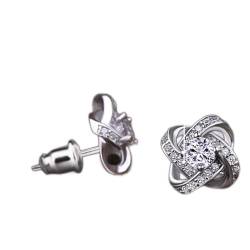 Tonsee Accessoire Damen Ohrstecker Strass Ohrringe Ohrringe Mode Damenschmuck kristalline Rose Hochzeit Ohrringe (J-Silver, One Size) von Tonsee Accessoire