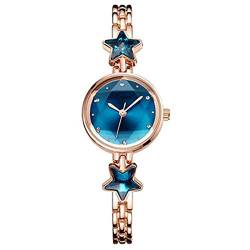 Tonsee Accessoire Damenuhr Sechseckige -Uhr-Trend-Damen-Legierung -Armband-Mode-Set Uhrenset Blaue Damenuhr (Rose Gold+Blue, One Size) von Tonsee Accessoire