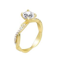 Tonsee Accessoire Ringe Für Vögel Zirkon Ring Ring Silber Elegant Verlobung Ehering Brautringe Ringe Aufbewahren Klein (Gold, 7) von Tonsee Accessoire