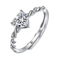 Tonsee Accessoire Ringelbadeanzug Damen Moissanite Herzförmiger, offener, Verstellbarer Ring, einfacher Modeschmuck, beliebtes Zubehör Ohrenschutz Ringen (Silver, One Size) von Tonsee Accessoire