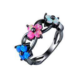 Tonsee Accessoire Ringelblumensamen Vintage Exquisite Damen Ring Opal Zirkon Ring Ehering Schmuck Geschenke Herren Ringe (Black, 7) von Tonsee Accessoire