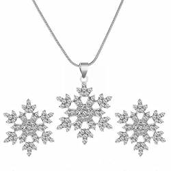 Tonsee Accessoire Satz Schmuckschatulle Schmuck-Set Temperament Einfache Volldiamant-Schneeflocke-Halskette Schneeflocke-Ohrringe Engel Schmuck (B-5, One Size) von Tonsee Accessoire