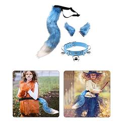 Tonsee Accessoire Und Handschuhe Halloween Fancy Tail Wolf Weihnachten Set Clip Kostüm Party Ohren Körperkette Halskette Aus ener Kette (Blue, One Size) von Tonsee Accessoire