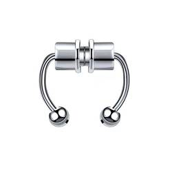 Waschbar Mit Nasendraht Gefälschter Nasenring Hoop Magnetischer Septum-Nasenring Edelstahl Faux Fake Nose Septum Ringe Nicht durchstochener Clip auf Nasenbohrer Für Erwachsene (Silver, One Size) von Tonsee Accessoire