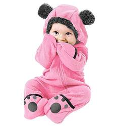 Tonsee Baby Overall mit Kapuzen Footies Mädchen Jungen Winter Fleece Strampler Schneeanzüge Karikatur Jumpsuit Kleidungsset Footed Panda Spielanzug 0-24 Monate (90, Rosa) von Tonsee Bekleidung