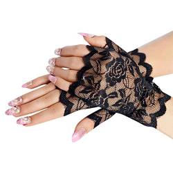 Tonsee Damen Vintage Handschuhe Sexy Spitze Abendhandschuhe Handschuhe Brauthandschuhe Abendkleid Party Hochzeit Karneval Classic Elastisch Handschuhe (Schwarz) von Tonsee Bekleidung