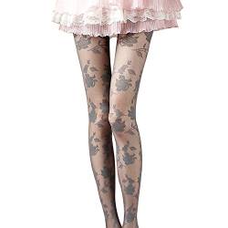 Tonsee Frauen Weiche Strumpfhosen Elastische Strümpfe Reizvoller Vintage Mode Strumpfhosen Spitze Blumen Pantyhose Frühling Sommer Ultradünne Strümpfe Bandage Jahrgang Leggings Transparent (Grau) von Tonsee Bekleidung